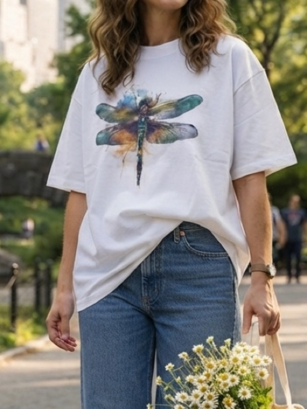 Dragonfly Graphic T-Shirt Heavy Cotton L Boho Coastal Street Style Whimsical